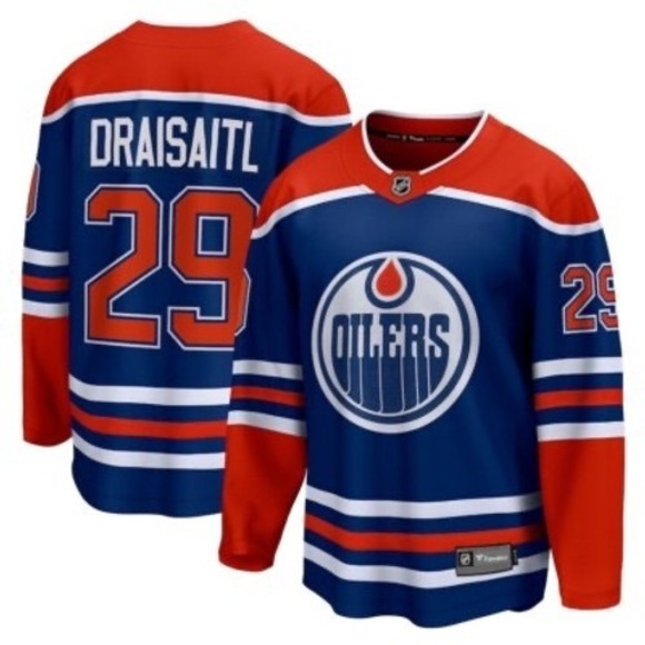 Fanatics Edmonton Oilers Breakaway Leon Draisaitl‎ 29 NHL Hockey Jersey Sz L NWT
